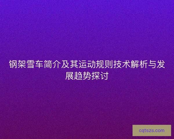钢架雪车简介及其运动规则技术解析与发展趋势探讨