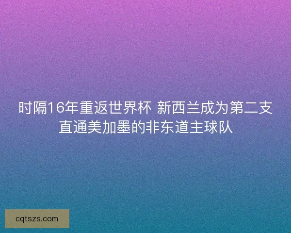 时隔16年重返世界杯 新西兰成为第二支直通美加墨的非东道主球队