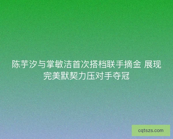 陈芋汐与掌敏洁首次搭档联手摘金 展现完美默契力压对手夺冠 陈芋汐与掌敏洁首次搭档联手摘金 展现完美默契力压对手夺冠
